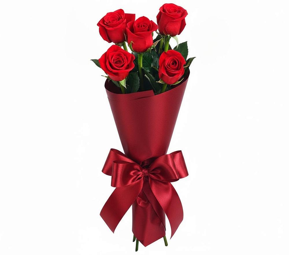 Букет 5 Красных роз Эдлесс Лав в Новолотошино