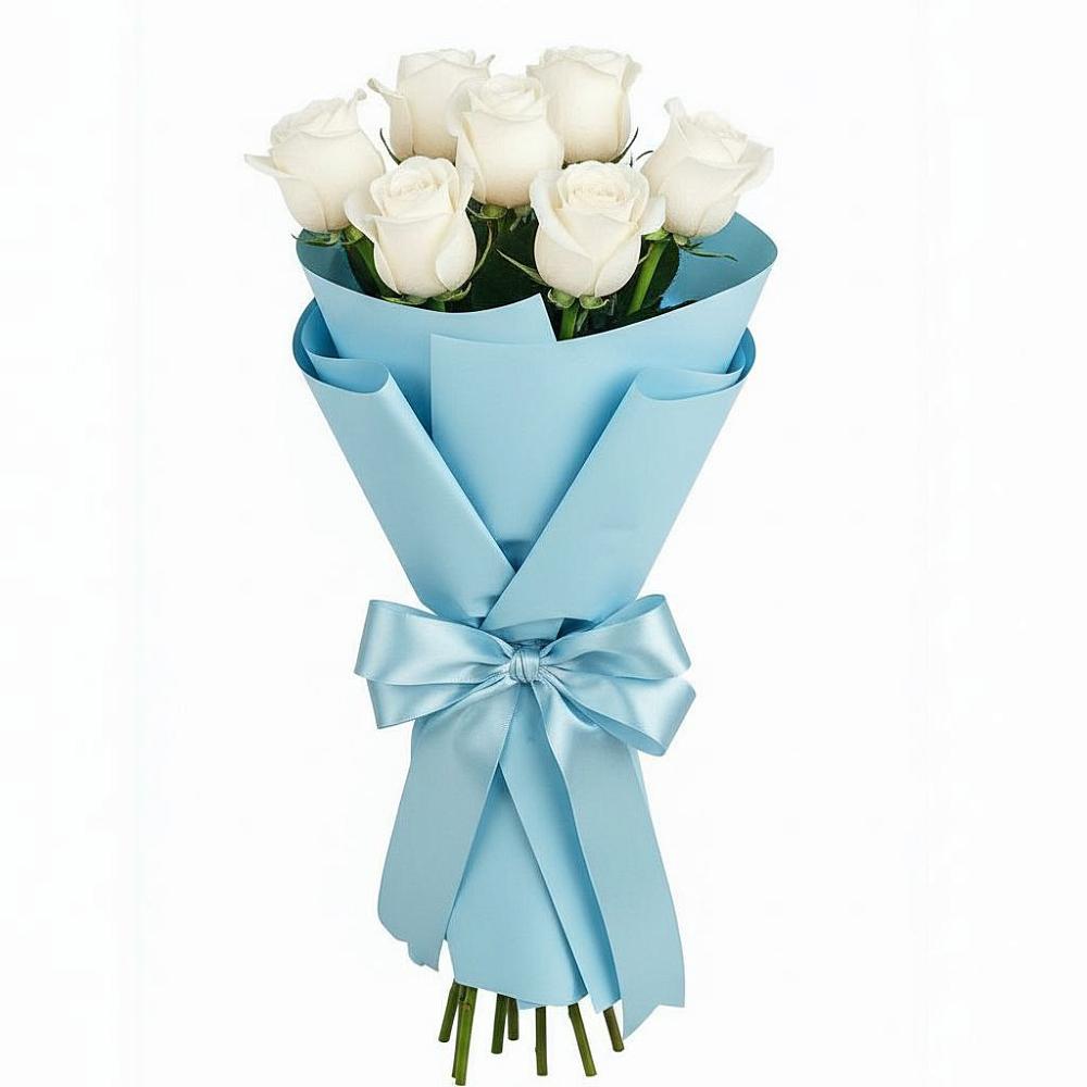 Букет 7 белых роз Проуд в Новолотошино