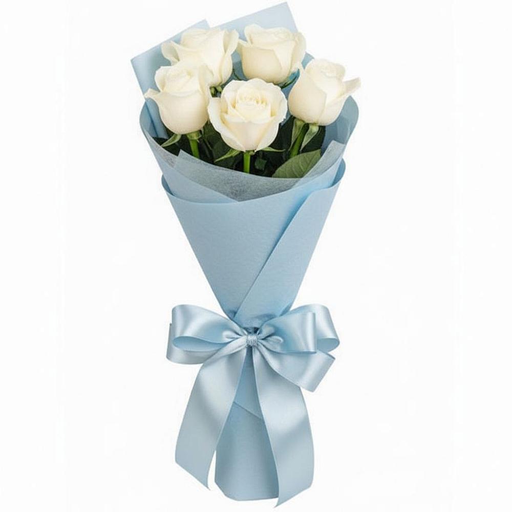 Букет 5 Белых роз Проуд в Новолотошино