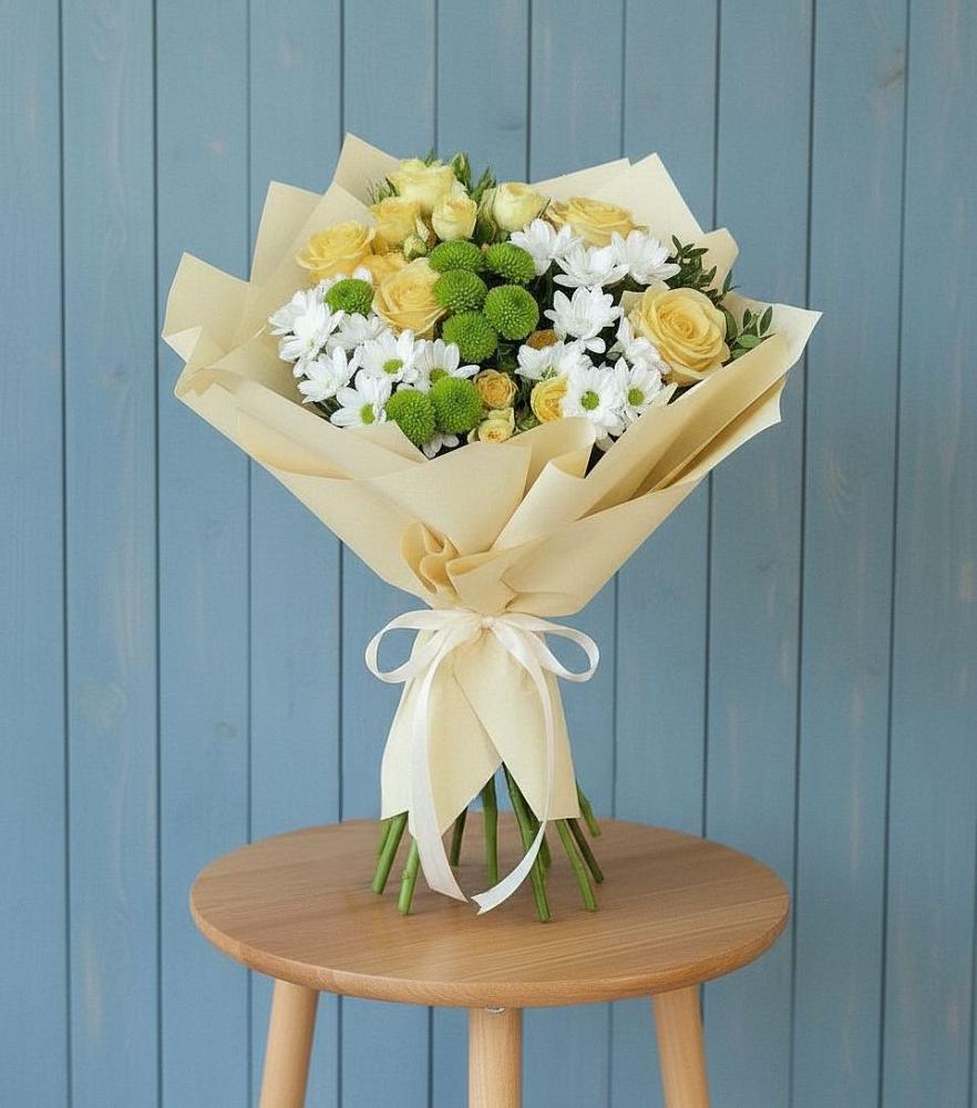 Букет цветов из: Хризантемы и Розы в Новолотошино