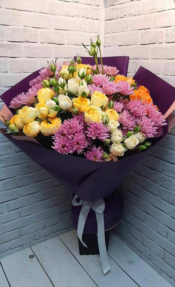 Букет цветов из: Хризантемы и Розы в Новолотошино