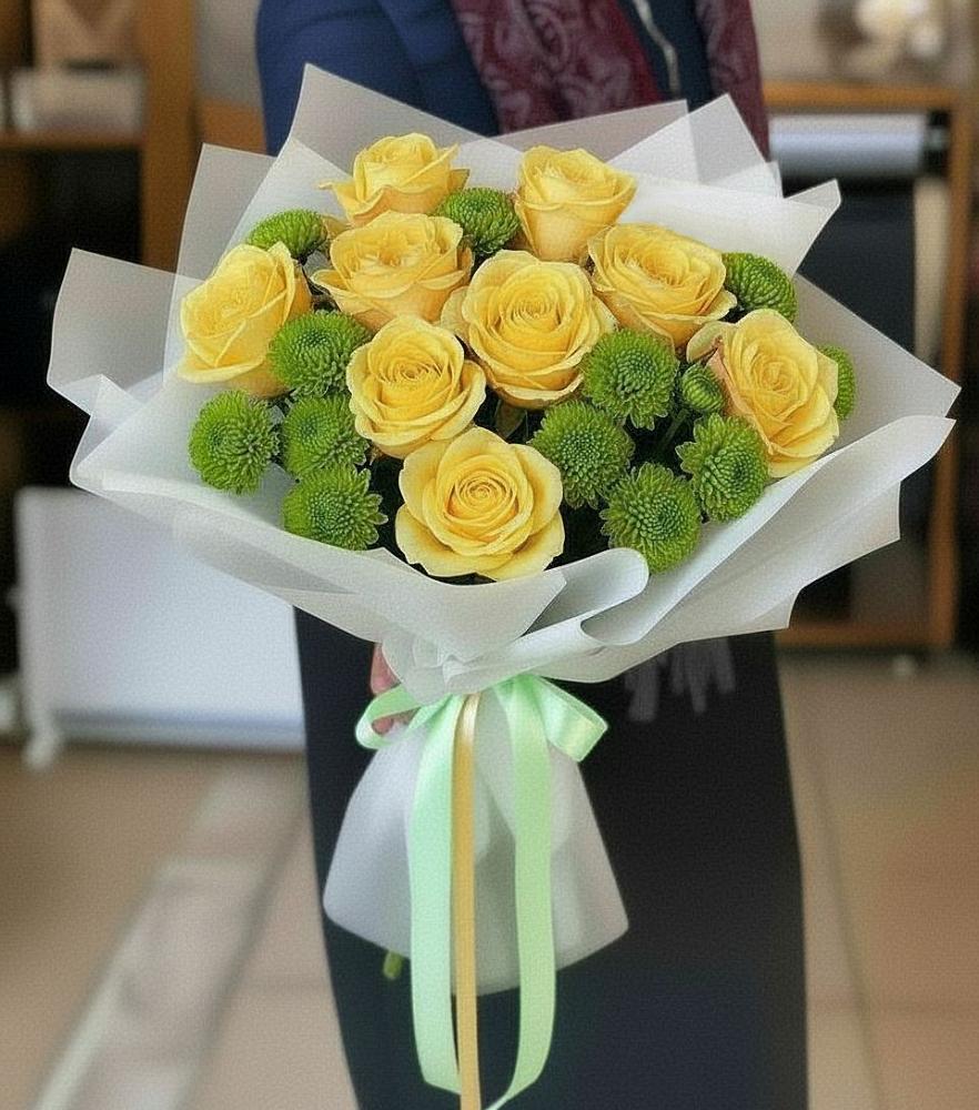 Букет цветов из: Хризантемы и Розы в Новолотошино