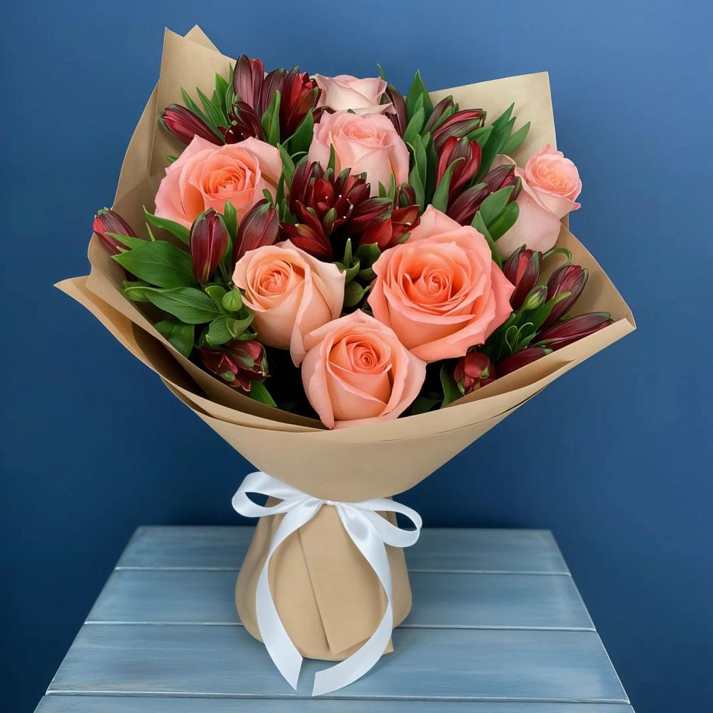 Букет цветов из: Розы и Альстромерии в Новолотошино