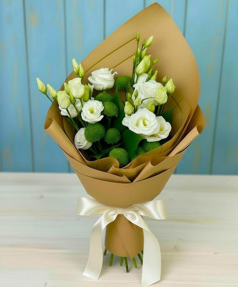 Букет цветов из: Хризантемы и Лизиантусы в Новолотошино