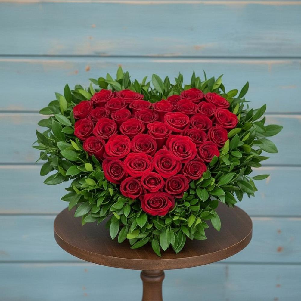 Цветочная композиция из Розы в виде сердца в Новолотошино