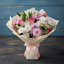 Букет цветов из:  Хризантемы, Альстромерии и Розы в Новолотошино