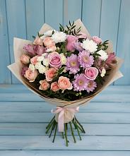 Букет цветов из:  Хризантемы, Розы и Альстромерии в Новолотошино