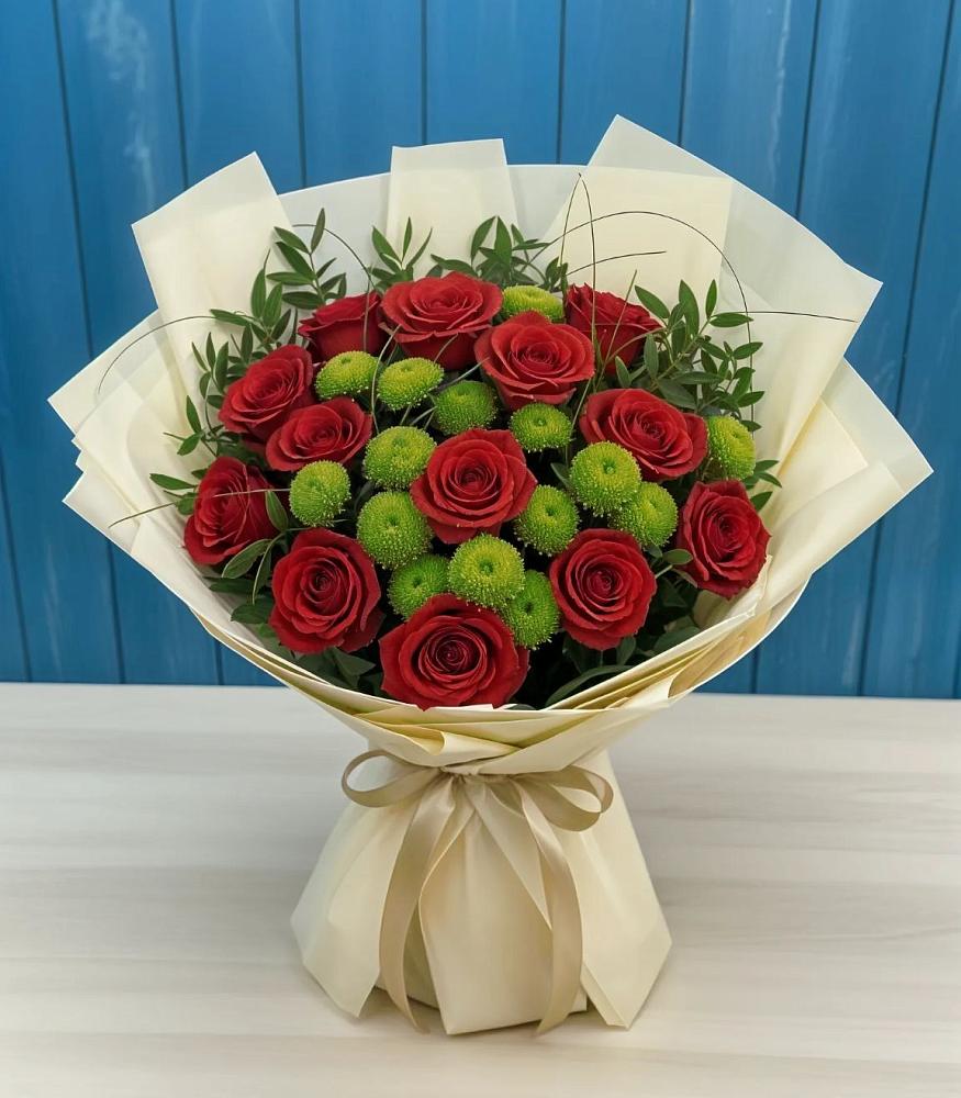 Букет цветов из: Розы и Хризантемы в Новолотошино