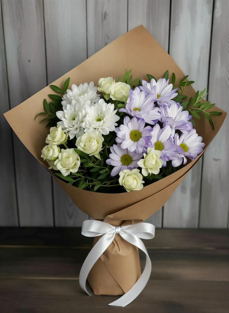 Букет цветов из: Хризантемы и Розы в Новолотошино