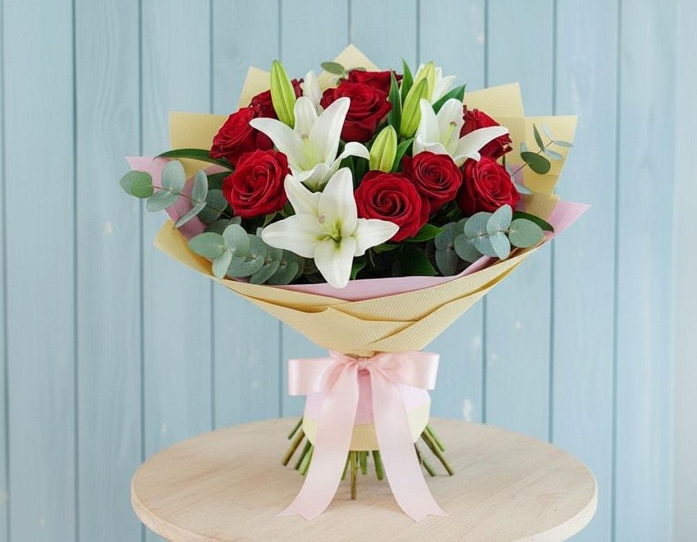 Букет цветов из: Лилии и Розы в Новолотошино